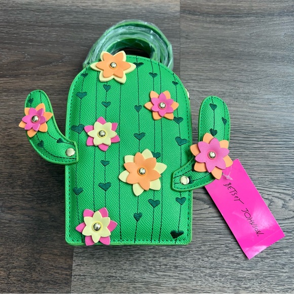 Betsey Johnson Handbags - NWT Betsey Johnson Kitsch XO Desert Cactus 3D faux leather crossbody bag